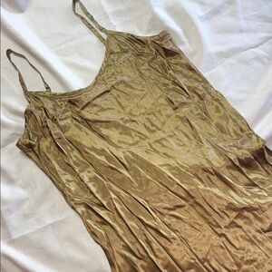 Enza Costa Olive Chrome Satin Slip Dress